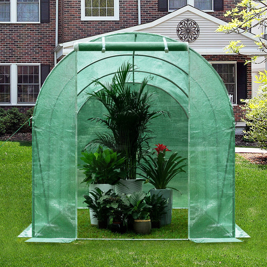 300x200x200cm Foil Greenhouse Winterproof Polytunnel for Cultivation Tomatoes Vegetables Plants House with Door 6 Windows