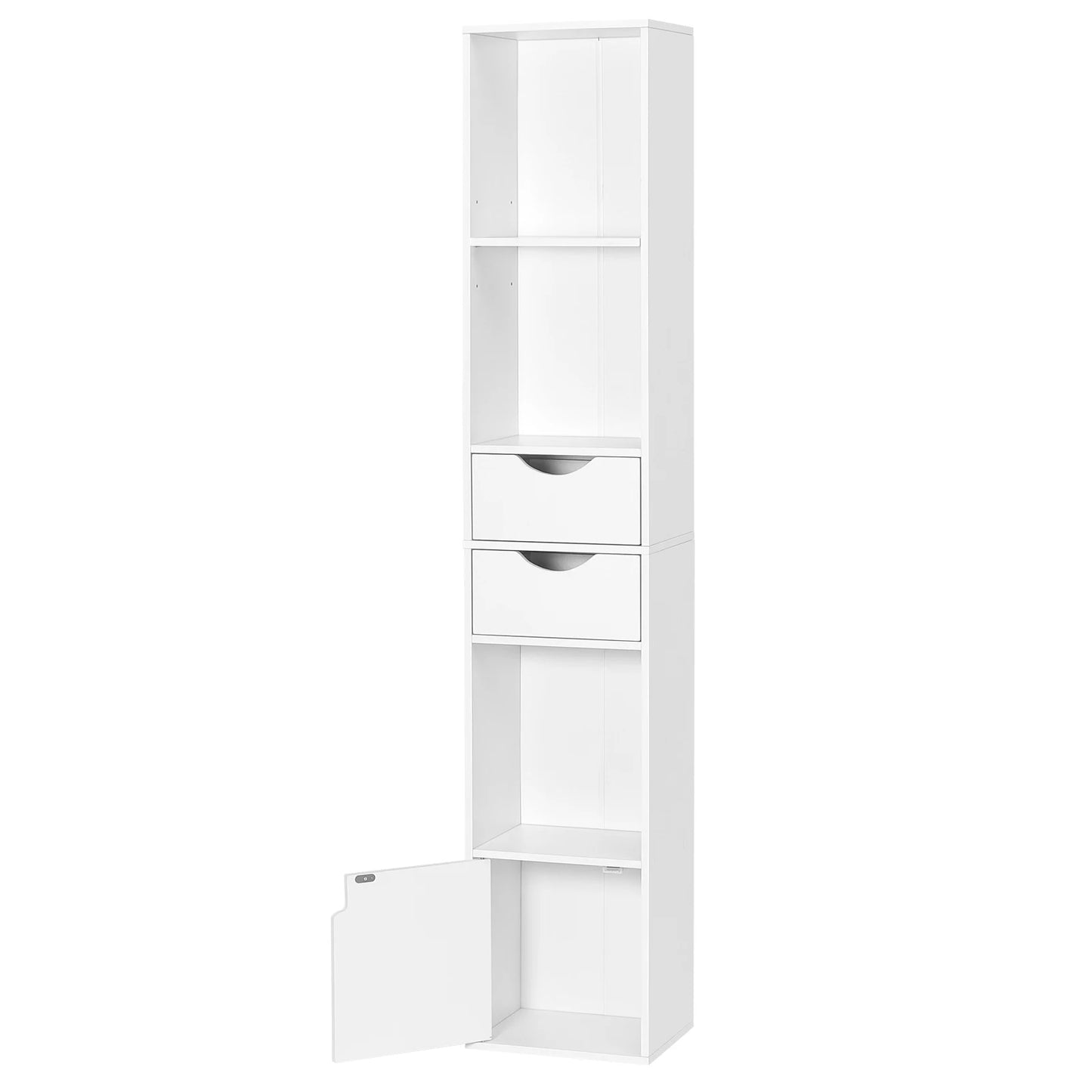 WOLTU Bookcase Standing Shelf with Drawers Door 30x158x24cm Home Office Display Storage Shelves Organizer for Living Room Decor