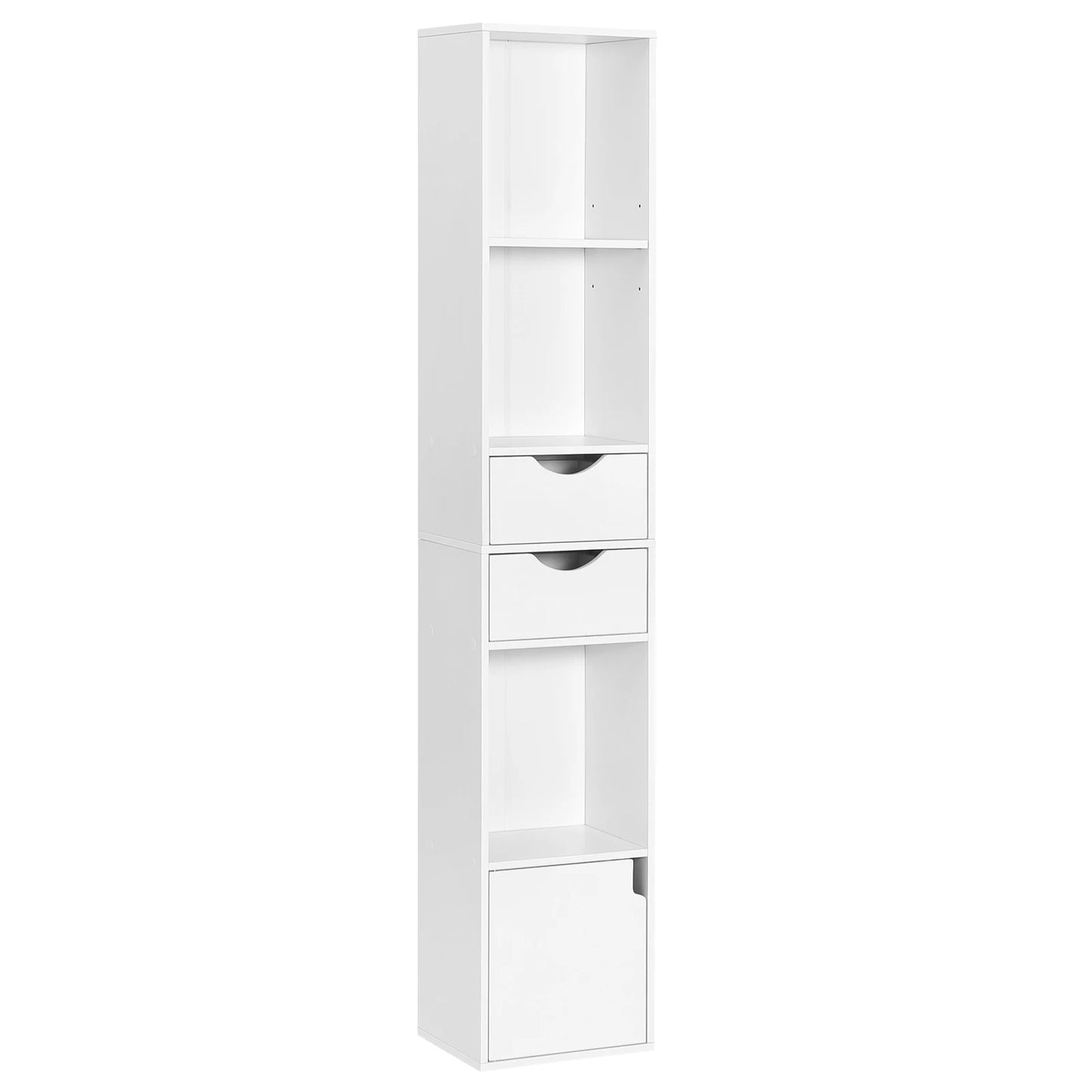 WOLTU Bookcase Standing Shelf with Drawers Door 30x158x24cm Home Office Display Storage Shelves Organizer for Living Room Decor