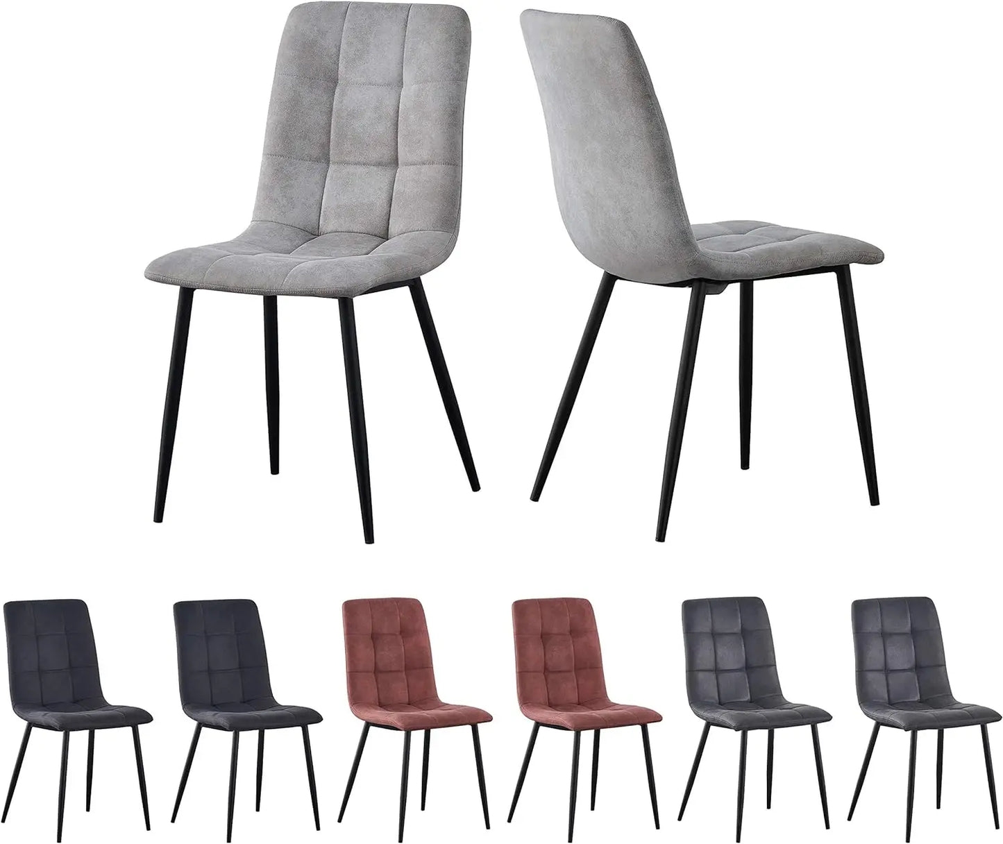mcc direct Set of 2 Faux Matte Suede Leather Dining Chairs With metal Legs home& restaurants henri