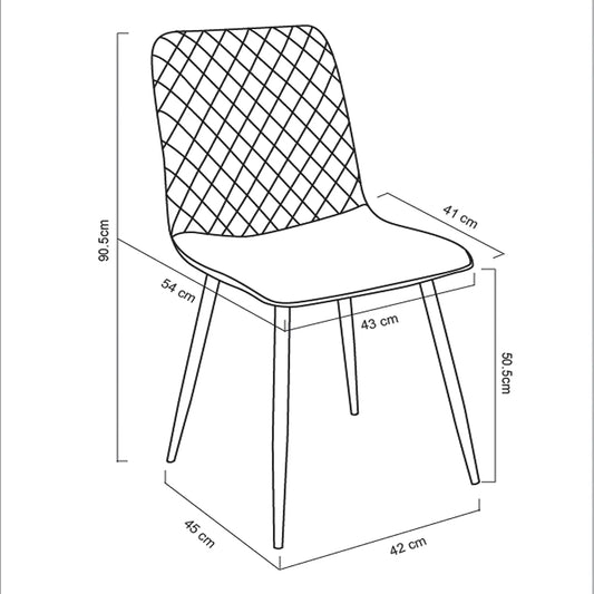 mcc direct Set of 2 Designer Velvet Fabric Dining Chairs Metal Legs Lexi Chairs
