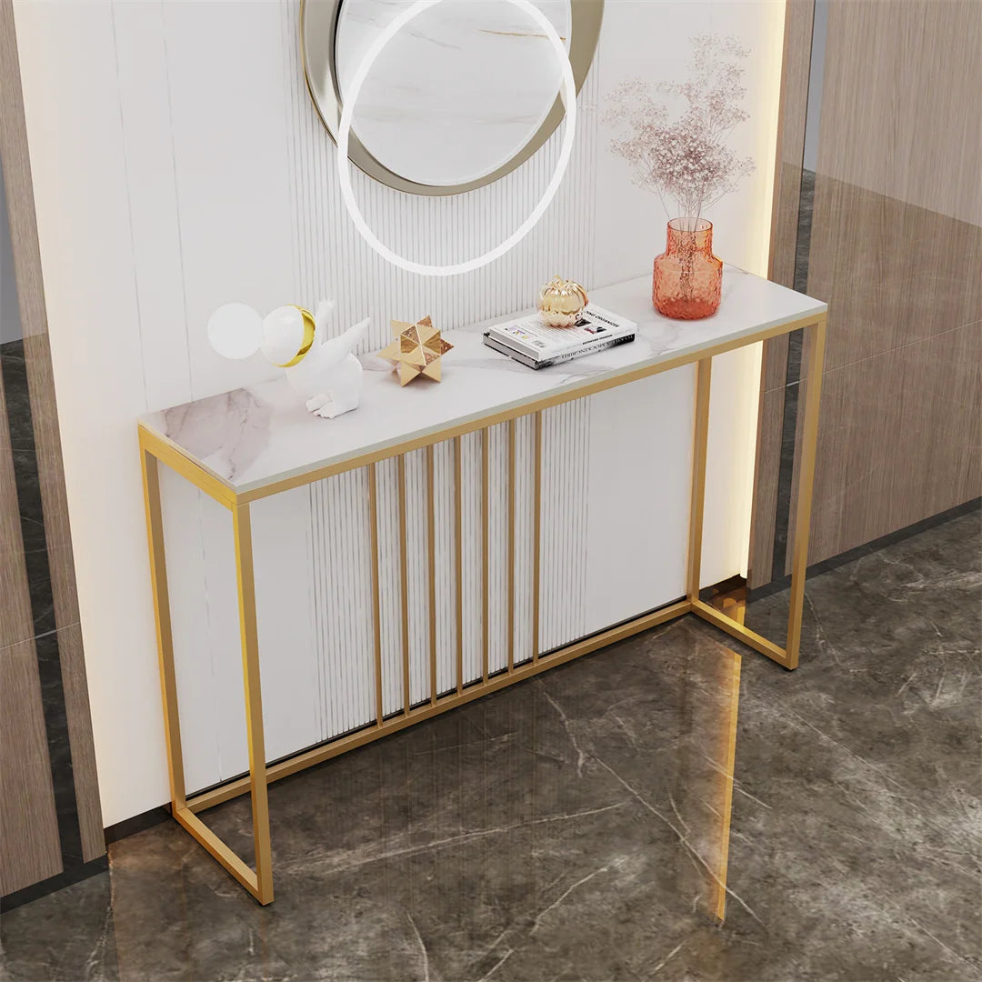LUVODI Console Table for Entryway Minimalistic Living Room Furniture Sofa Side Table with Strong Metal Stand
