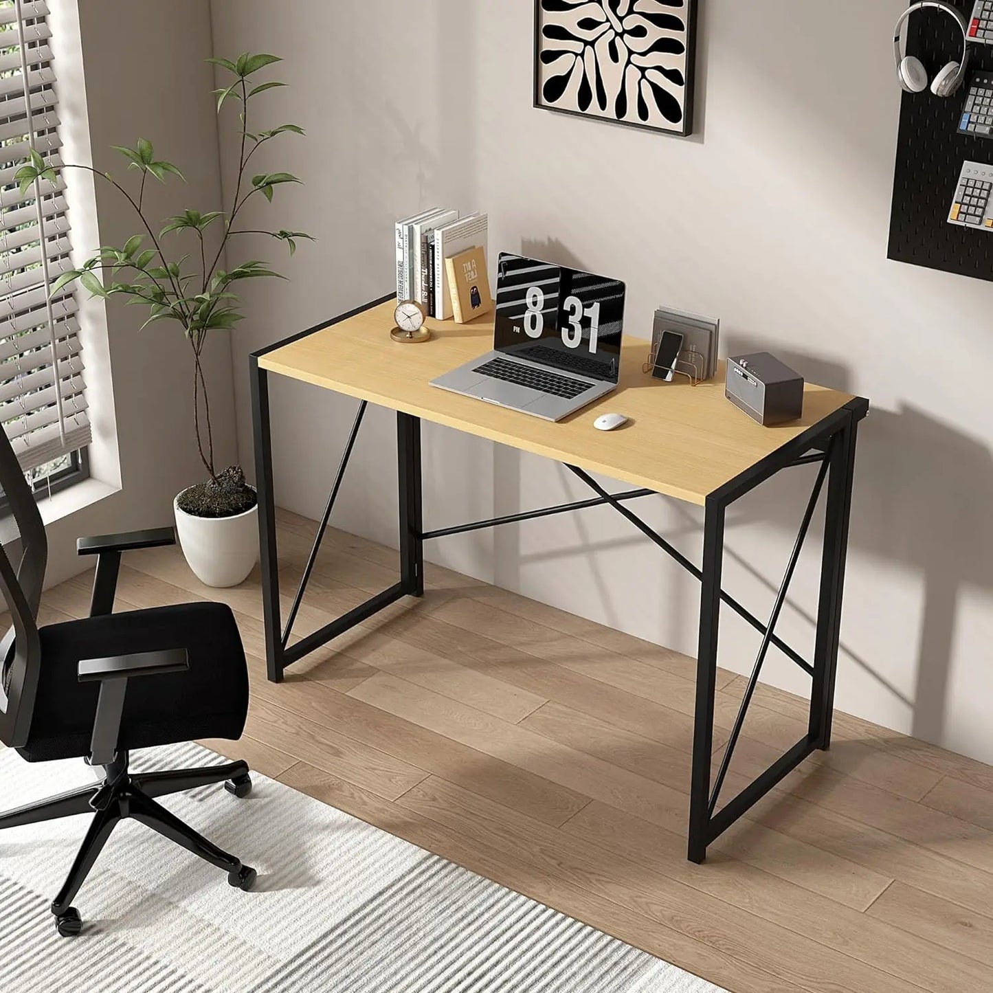 mcc direct Folding Desk Workstation Foldable Computer Desk for Office Home Study Writing Table No Assembly Miami-100cm