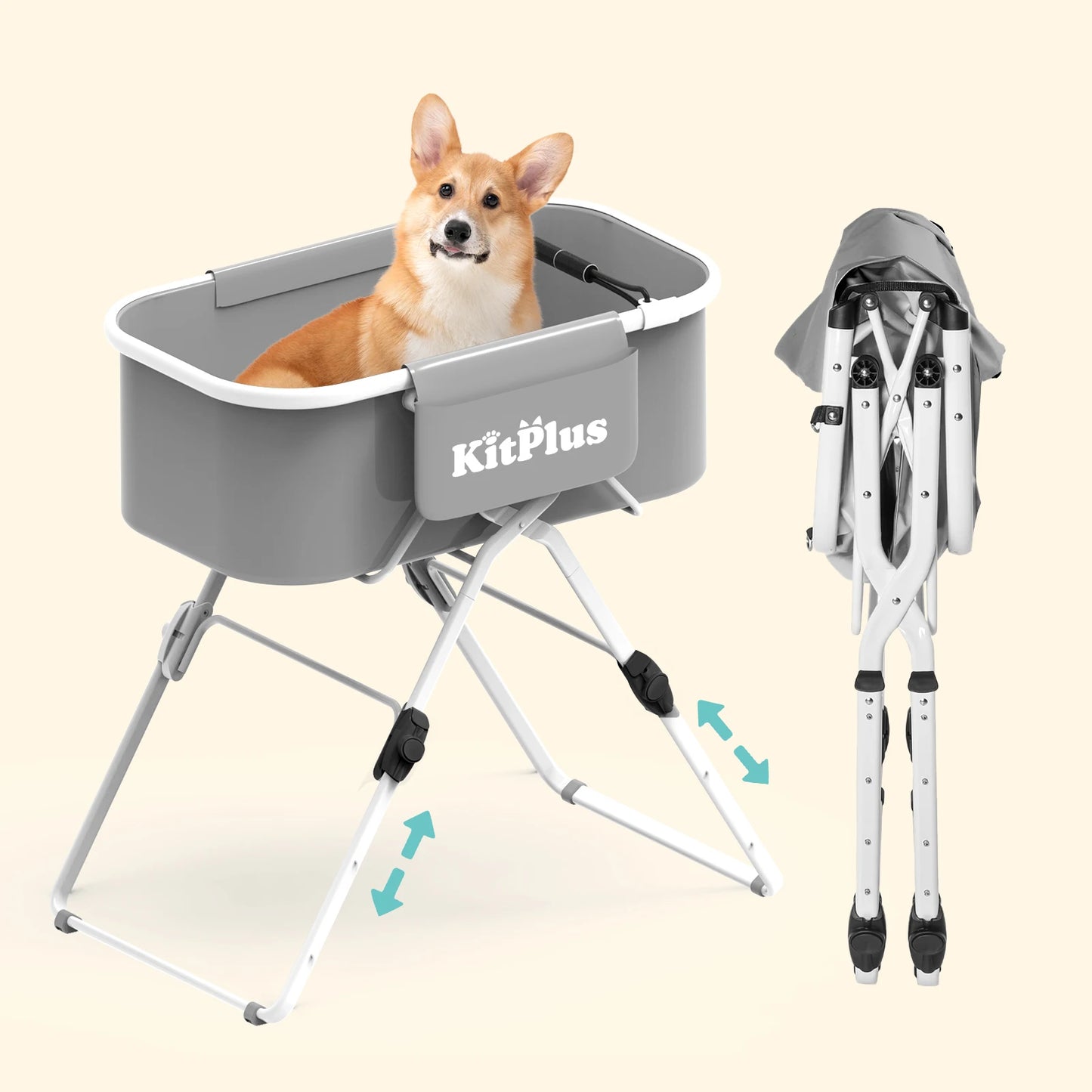 KITPLUS Foldable Dog Bath Tub, 5 Height Adjustable, Shower Dog Pool for Indoor Outdoor, Suit for small, medium and large dog cat