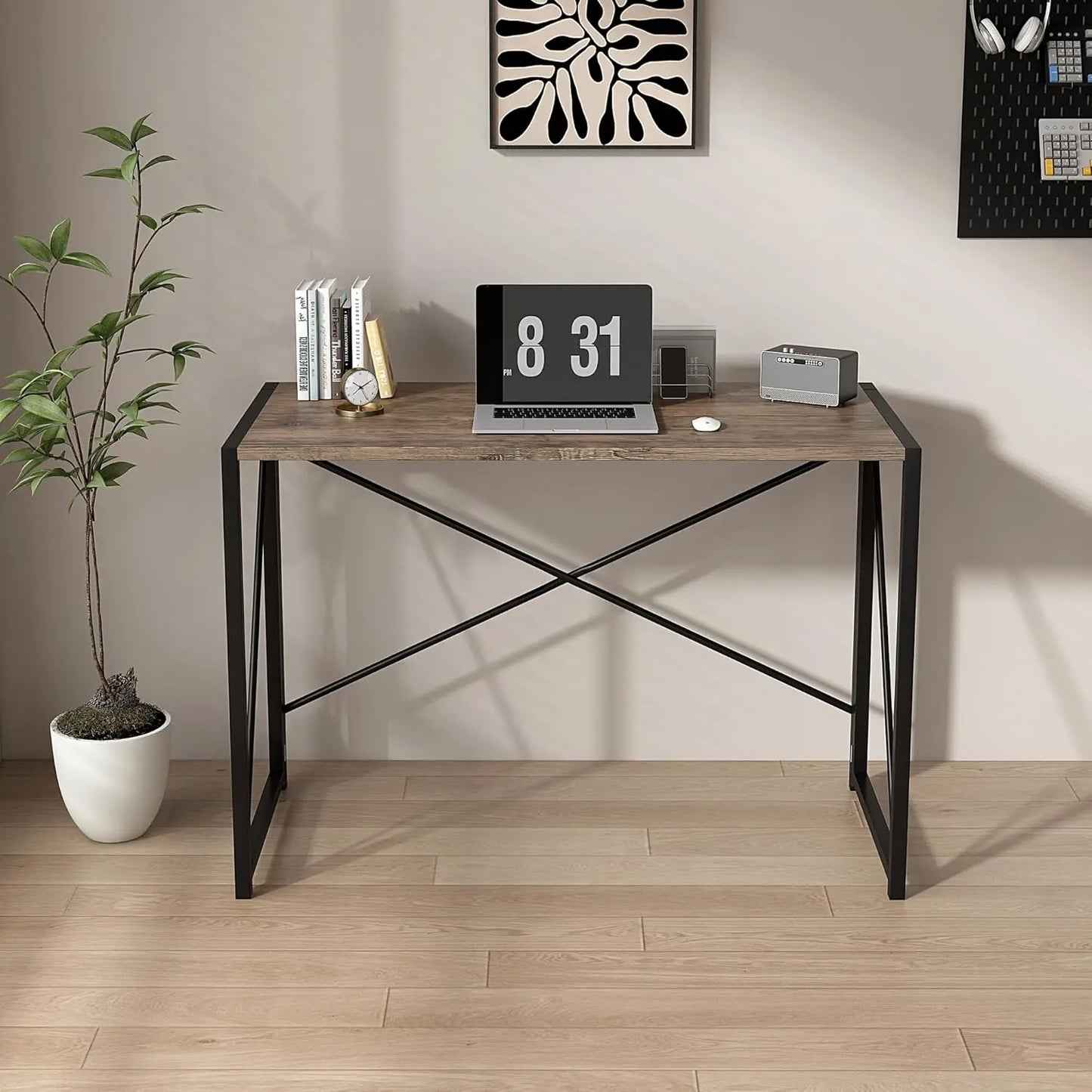 mcc direct Folding Desk Workstation Foldable Computer Desk for Office Home Study Writing Table No Assembly Miami-100cm