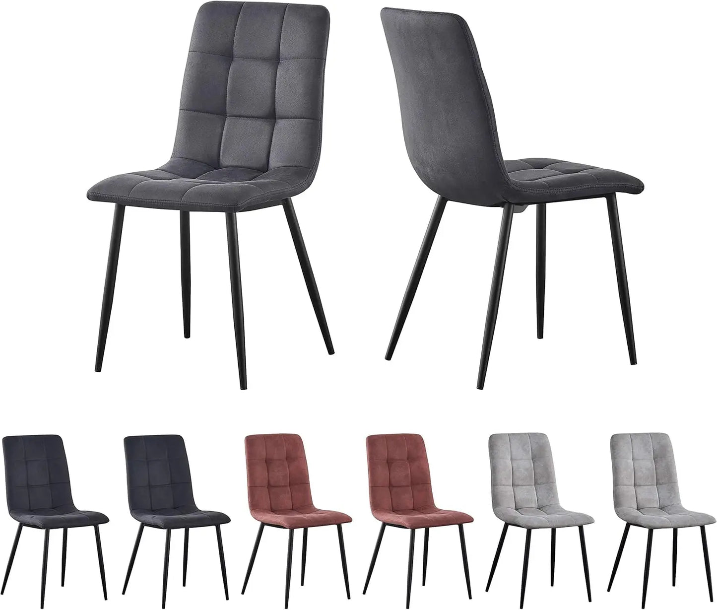 mcc direct Set of 2 Faux Matte Suede Leather Dining Chairs With metal Legs home& restaurants henri