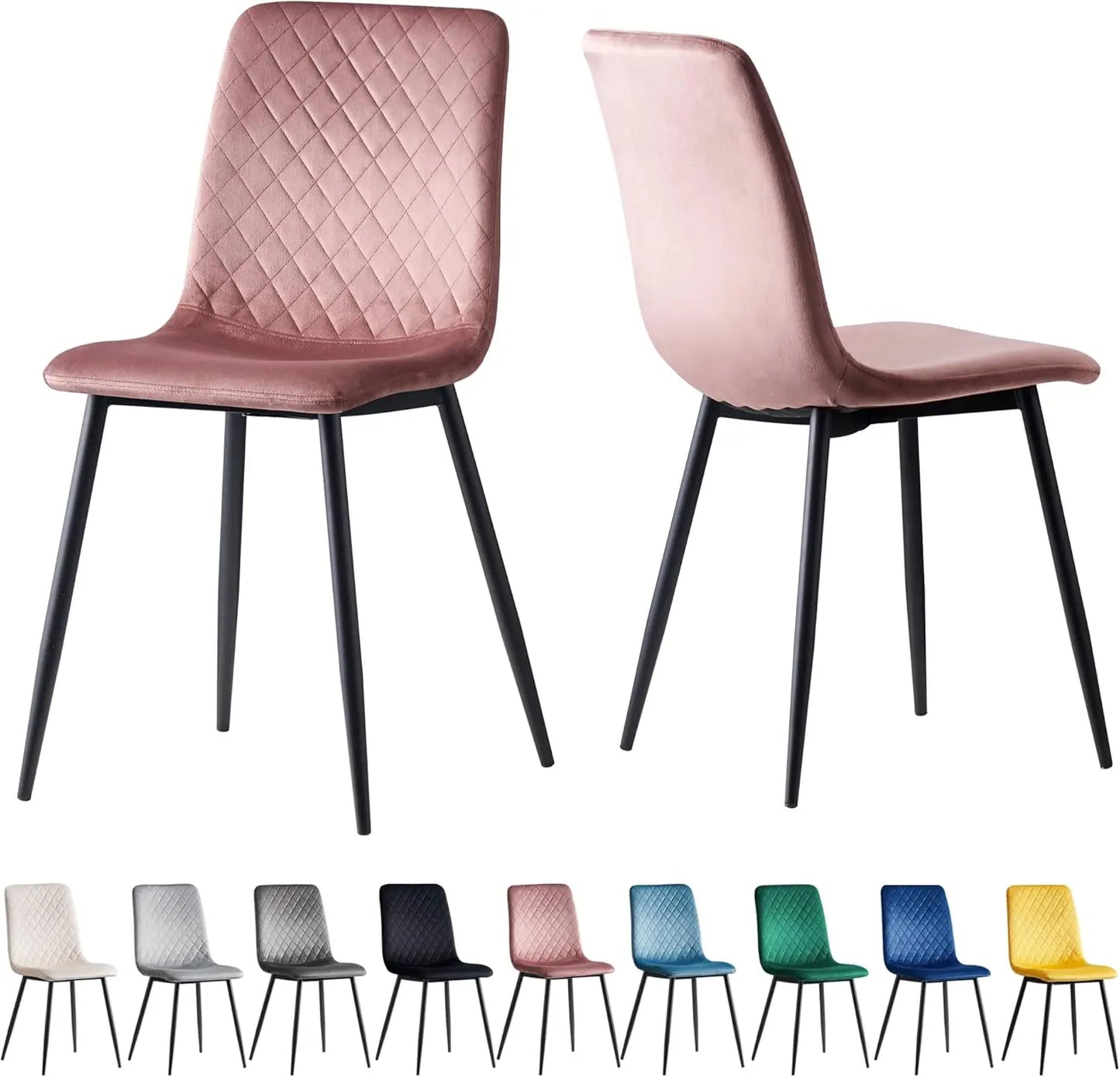 mcc direct Set of 2 Designer Velvet Fabric Dining Chairs Metal Legs Lexi Chairs