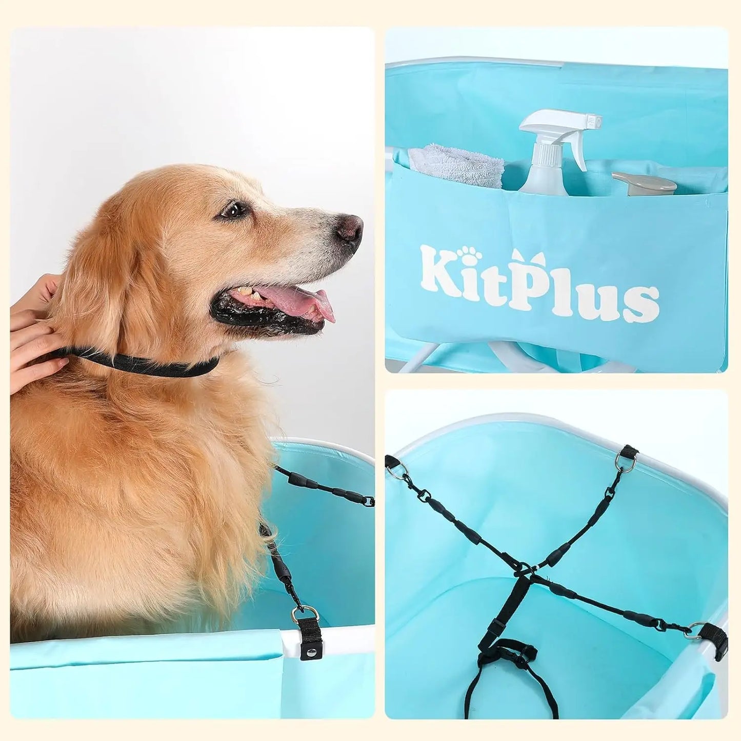 KITPLUS Foldable Dog Bath Tub, 5 Height Adjustable, Shower Dog Pool for Indoor Outdoor, Suit for small, medium and large dog cat
