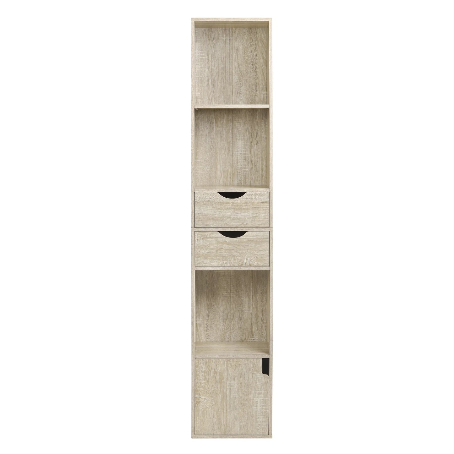 WOLTU Bookcase Standing Shelf with Drawers Door 30x158x24cm Home Office Display Storage Shelves Organizer for Living Room Decor