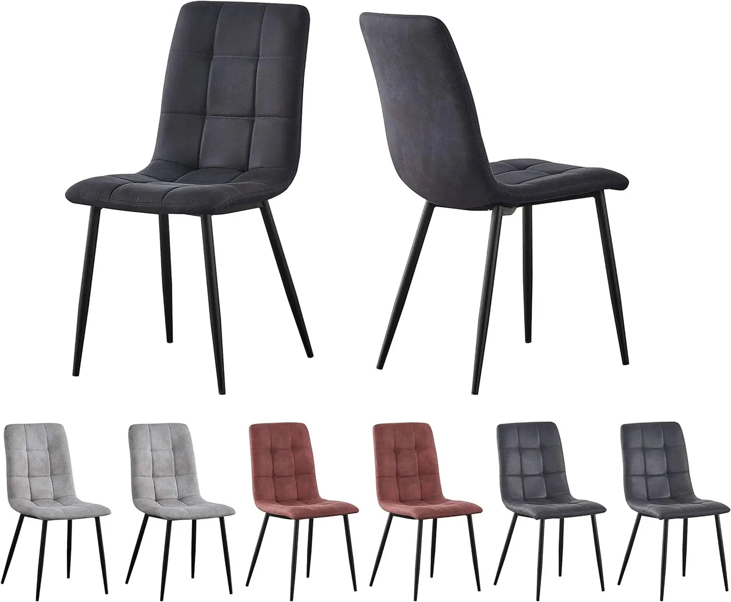 mcc direct Set of 2 Faux Matte Suede Leather Dining Chairs With metal Legs home& restaurants henri