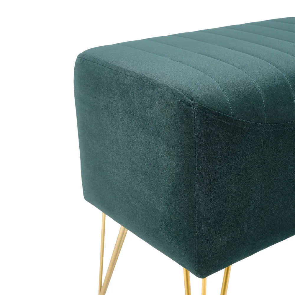 Green Multifunctional Household Soft Channel Velvet Stool with Gold Legs
