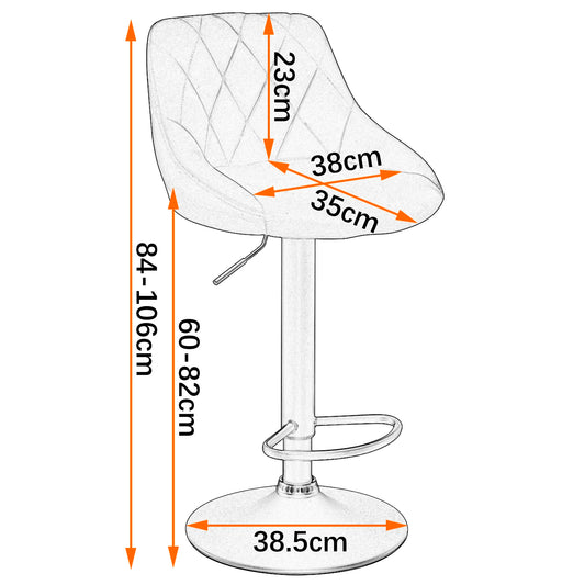 WOLTU 2PCS/Set Swivel Bar Chairs Leather/Velvet Rotating Bar Stool Height-Adjustable Lifting High Stool with Footrest for Home