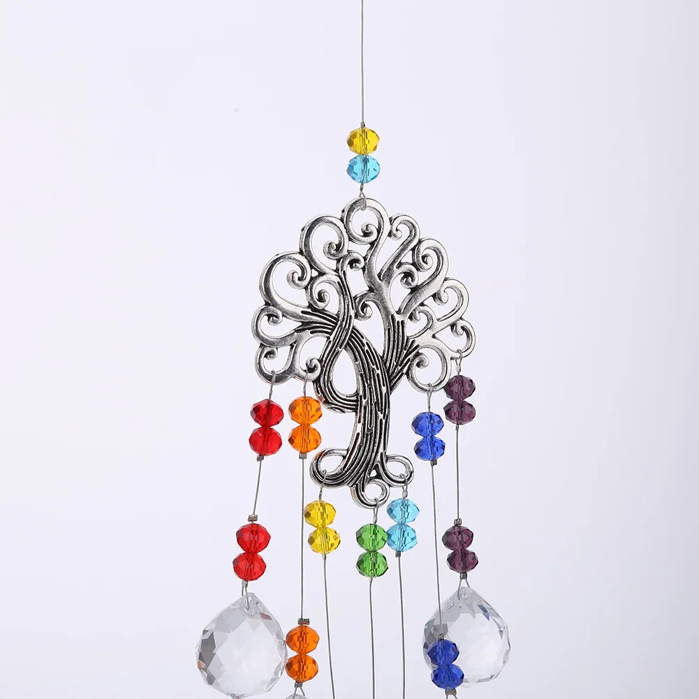 Crystal Wind Chime Rainbow Windchime Sun Catcher Handmade Bohemian Pendant Home Garden Ornament for Bedroom Window Decoration