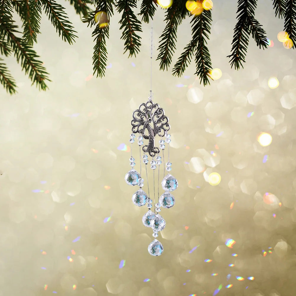 Crystal Wind Chime Rainbow Windchime Sun Catcher Handmade Bohemian Pendant Home Garden Ornament for Bedroom Window Decoration