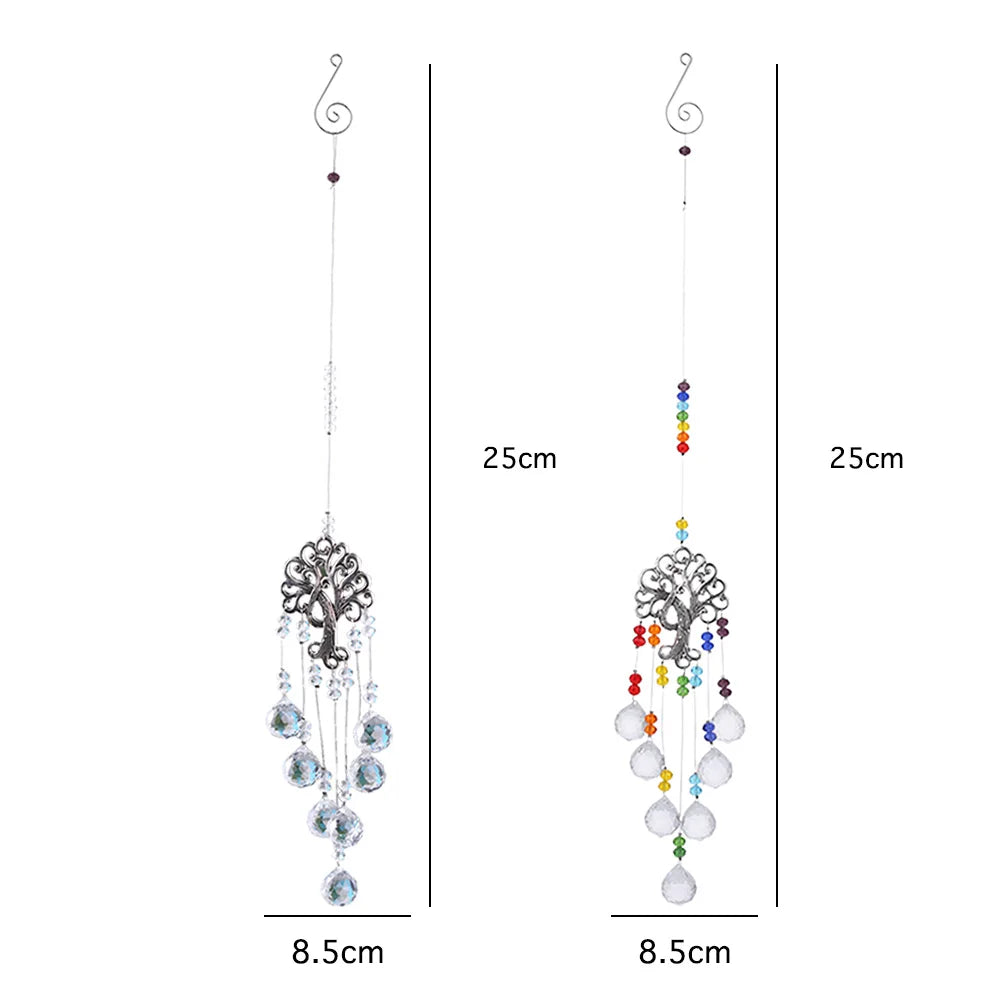 Crystal Wind Chime Rainbow Windchime Sun Catcher Handmade Bohemian Pendant Home Garden Ornament for Bedroom Window Decoration