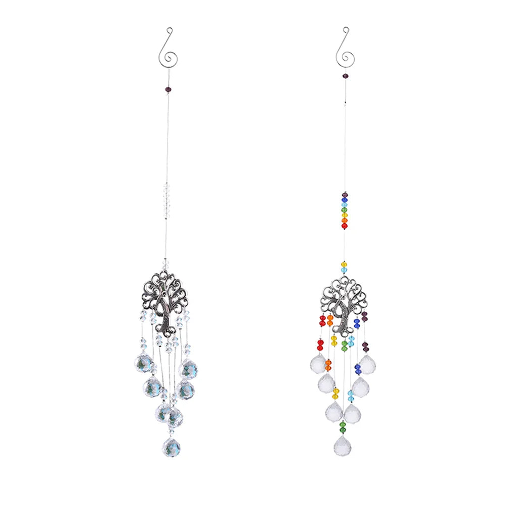 Crystal Wind Chime Rainbow Windchime Sun Catcher Handmade Bohemian Pendant Home Garden Ornament for Bedroom Window Decoration