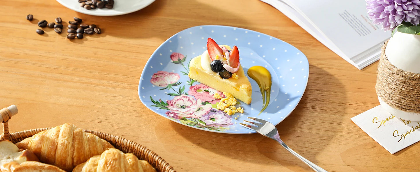 VEWEET Blue Flower 30/60 Piece Porcelain Ceramic Kitchen Tableware Set with Dinner,Dessert,Soup Plate,Cup and Saucer For 6/12