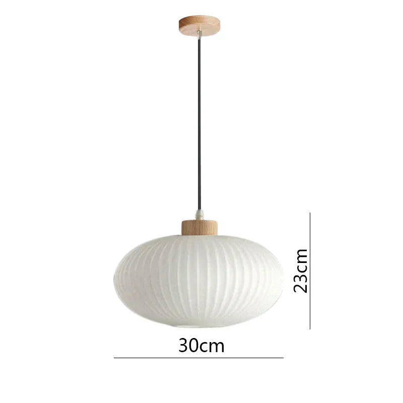 Japanese Wabi Sabi Style White Glass Lamp for Home Decoration Kitchen Bedroom Dining Room Pendant Light