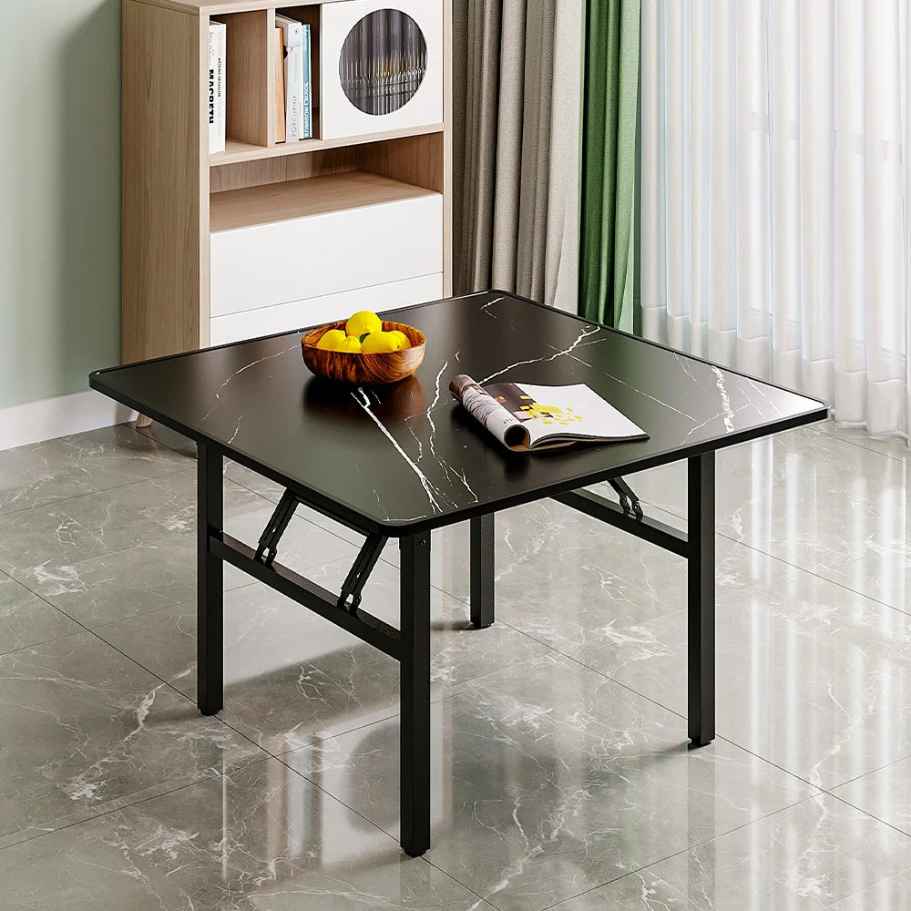 Square Marble Effect 80cm Folding Coffee Table Camping Dining Table Office Center Kitchen Furniture
