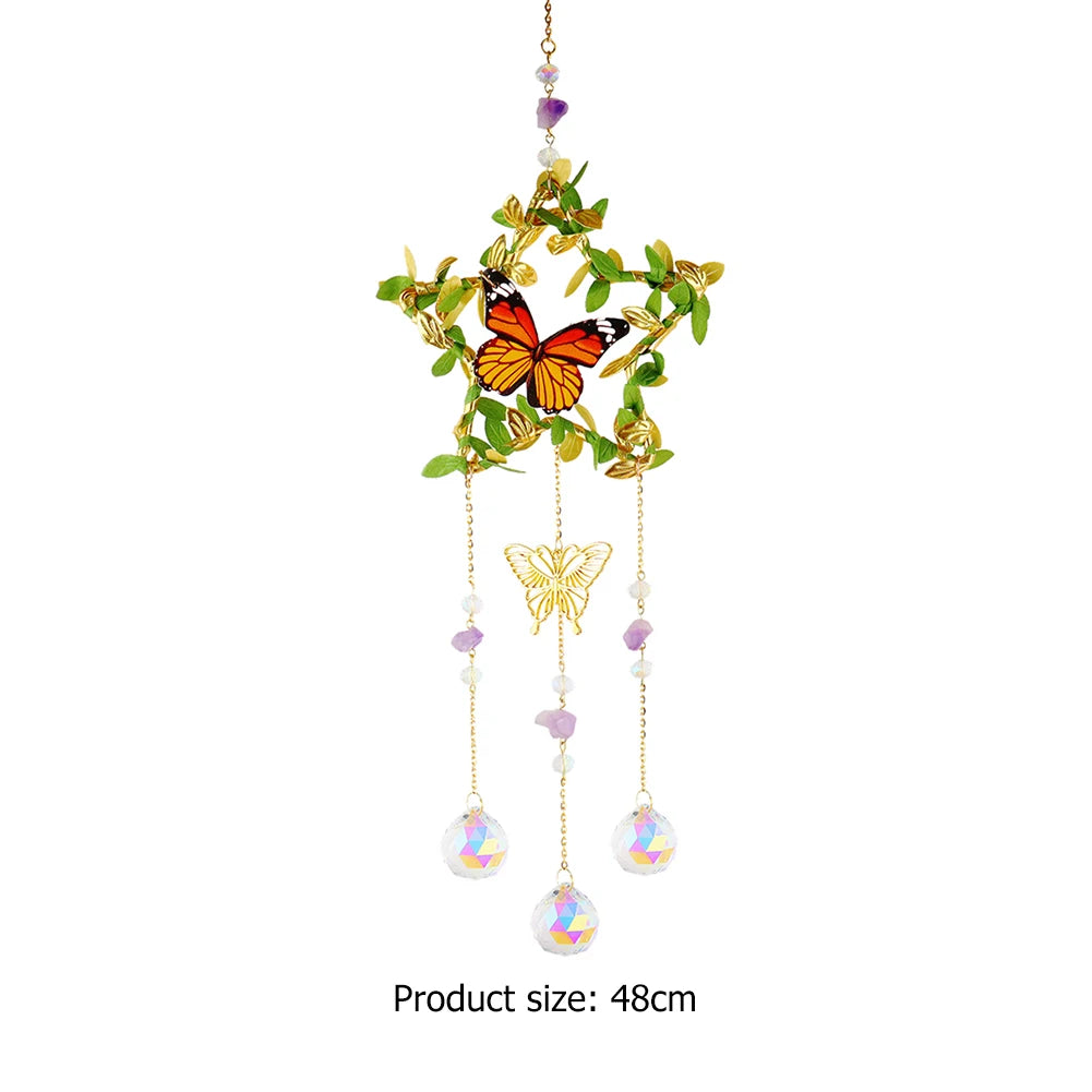 Sun catcher Crystal Wind Chimes Star Moon Love Heart Diamond Prisms Pendant Hanging Light Catcher Make Drop Home Decor