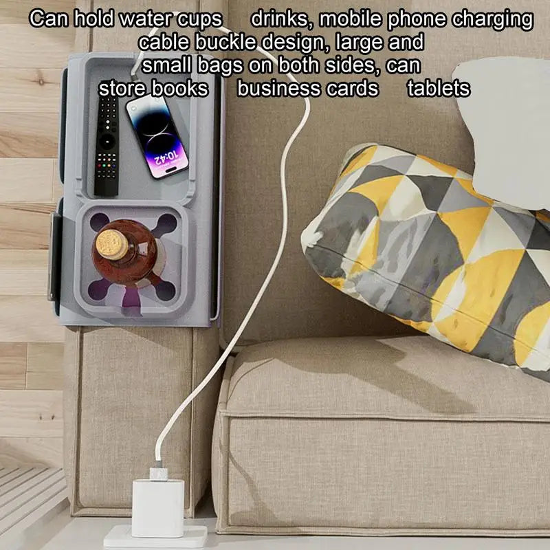 Silicone Couch Arm Tray Sofa Armrest Organizer Cup Holder Back Grid-Like Design Storage Supplies for Car Backseats Living Rooms