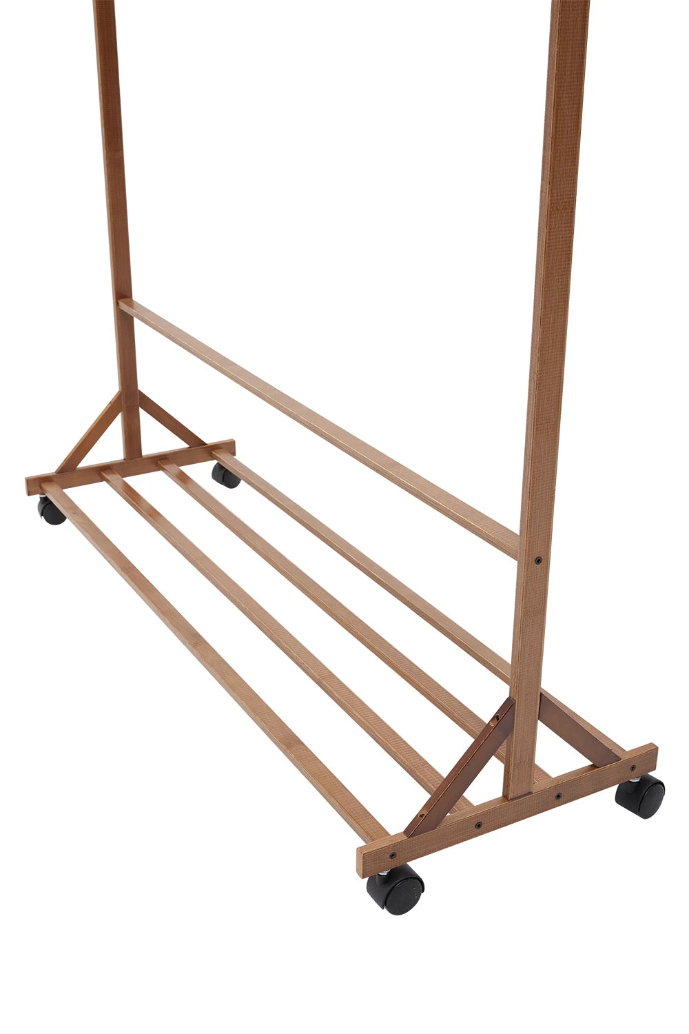 Bamboo Garment Hat Rack with 360-rotating Wheels for Bedrooms Entryways Laundry Rooms