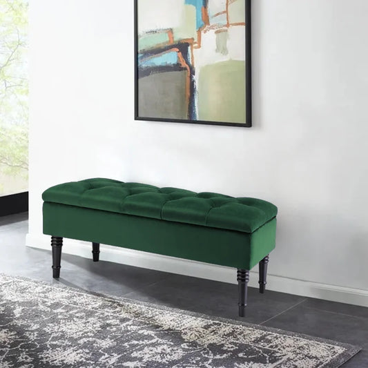Buttoned Velvet Ottoman Storage Footstool
