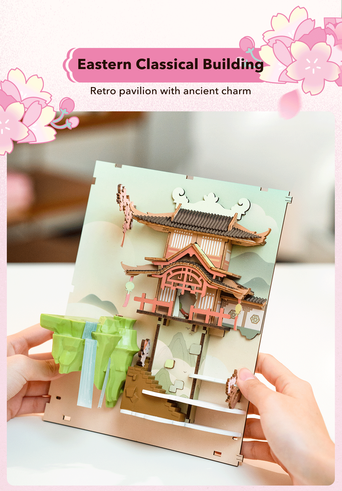 Robotime Rolife Falling Sakura Book Nook with LED Lights – Easy Assembly Home Décor, Perfect Gift for Families and Children (TGB05)