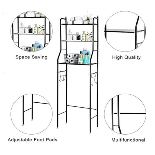 3Tier Over Toilet Storage Rack Laundry Washing Machine Shelf Organizer UK Spot~