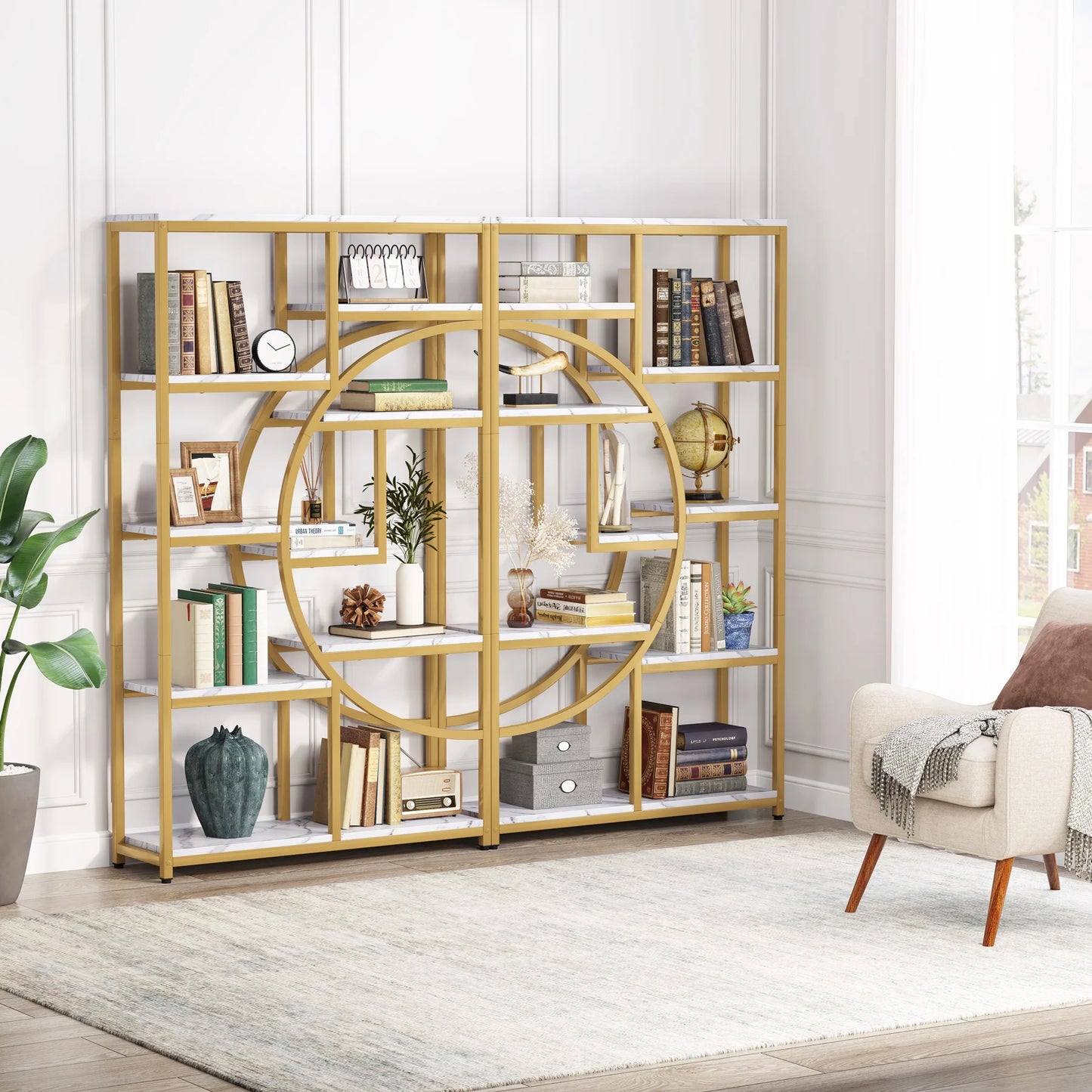 Tribesigns Bookshelf Industrial 5 Tier Etagere Bookcase, Freestanding Tall Bookshelves Display Shelf Storage Organizer