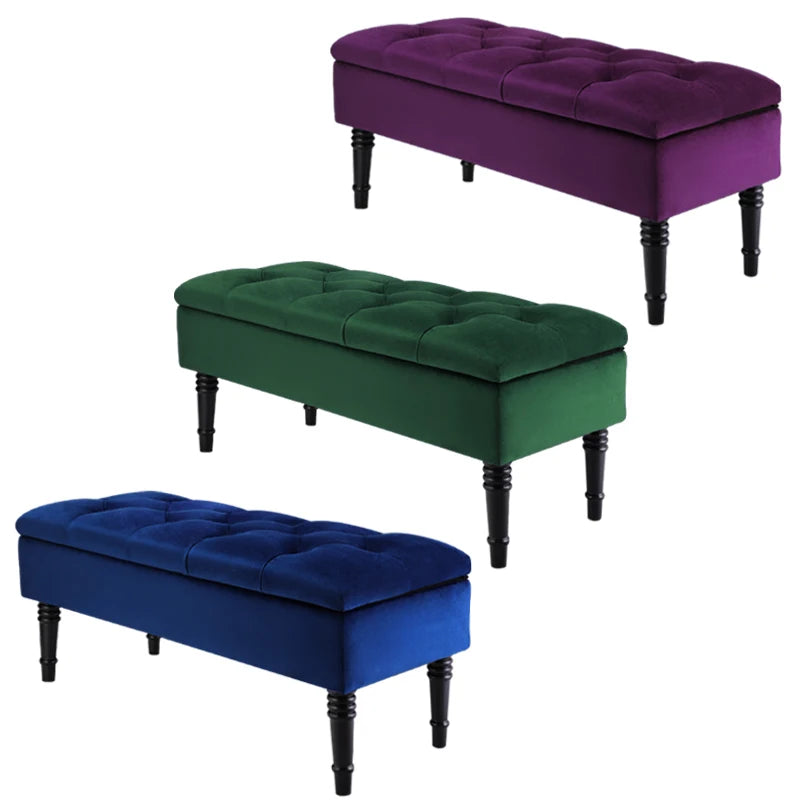 Buttoned Velvet Ottoman Storage Footstool