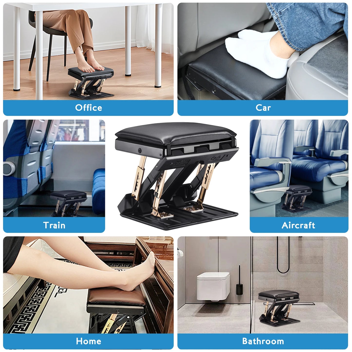 Foot Rest Under Desk, SenDeluz Ergonomic Foot Rest 4 Level Height Adjustable Folding Footstool Non-Slip Foot Leg Rest