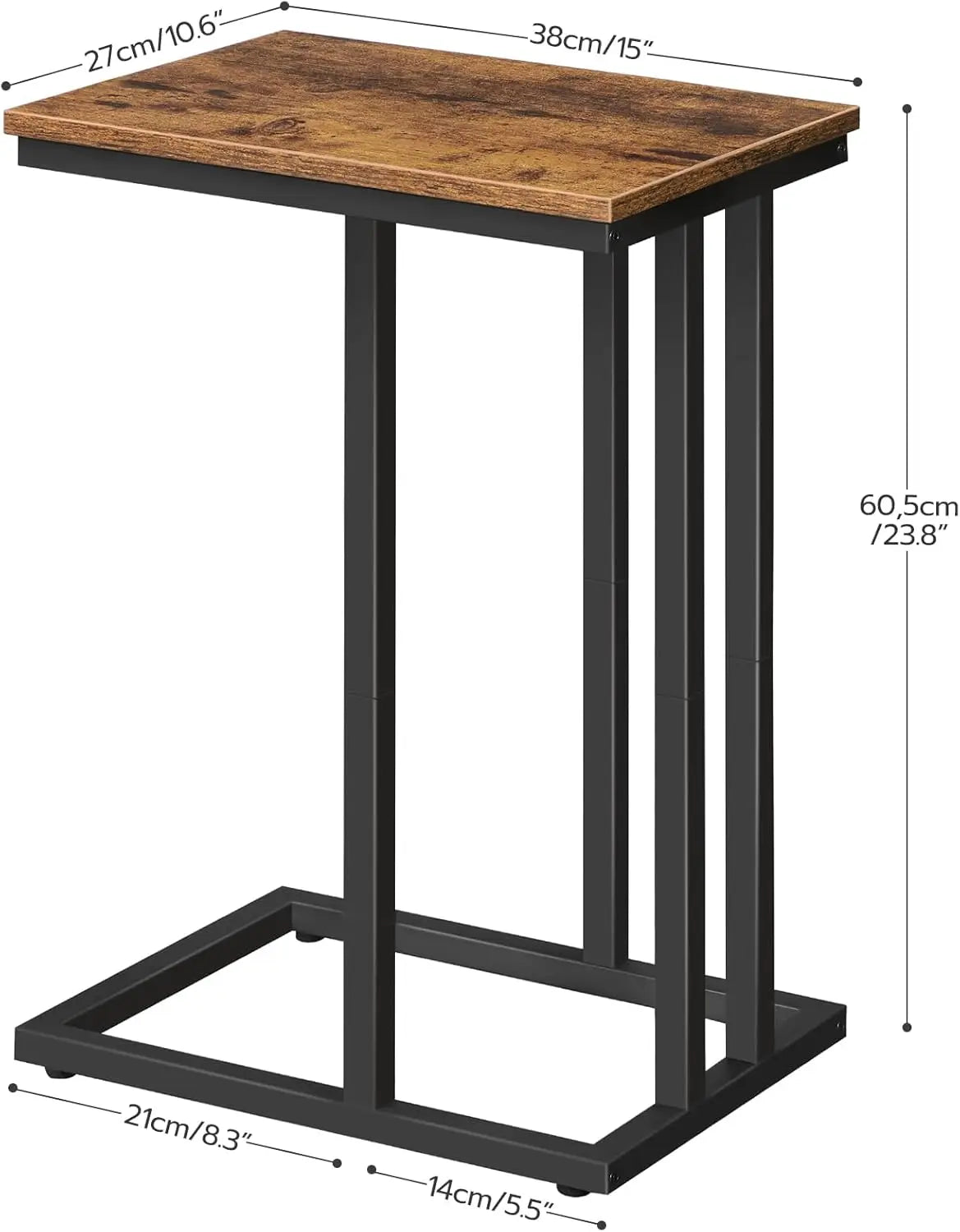 C Shaped Side Table, Narrow Sofa Side Table, Tall Slim Side Table for Living Room, Laptop Table for Sofa Small Coffee Table
