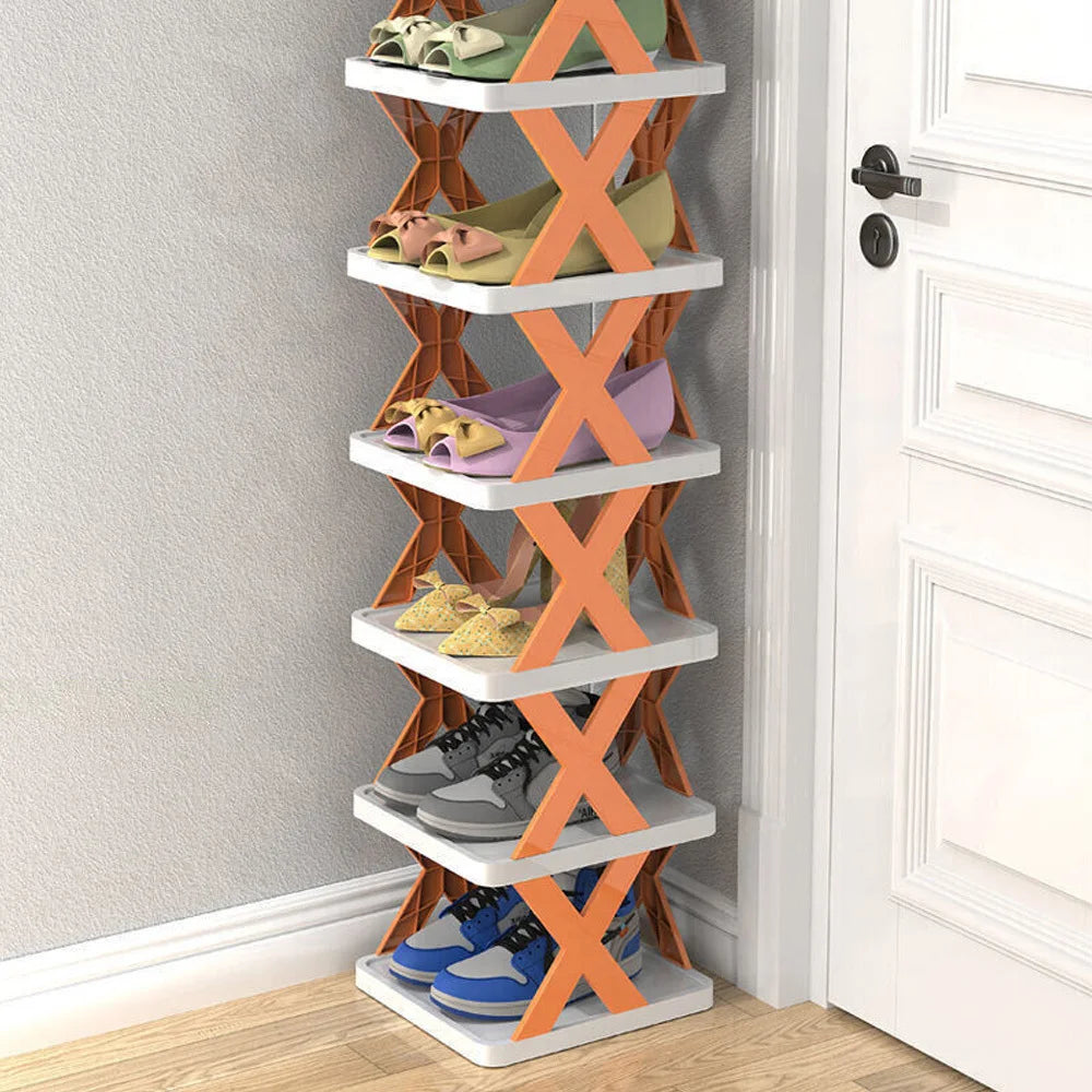 9Tiers Rack Narrow Stckable Free Standing DIY Shoe Storage Tall Organizer~