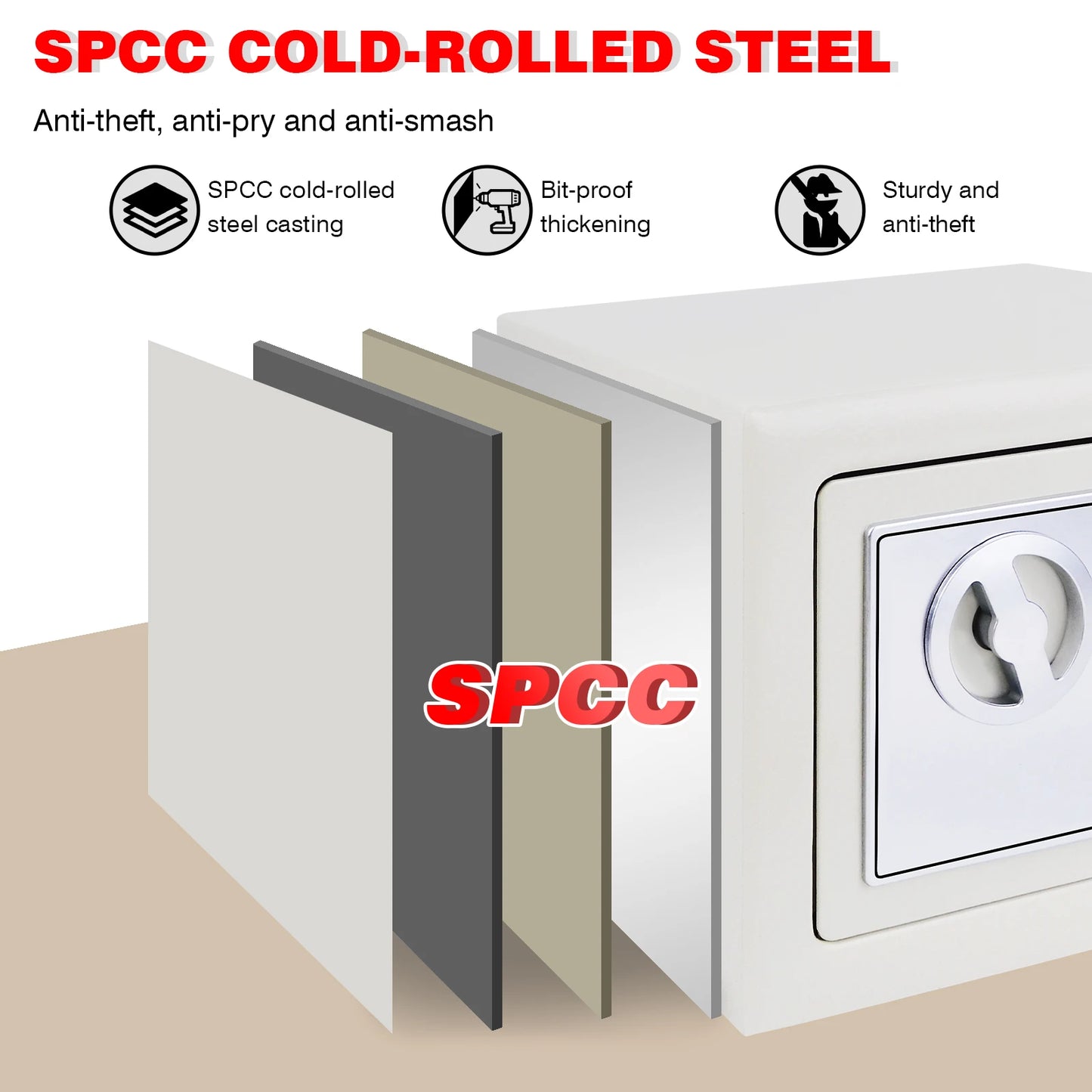 4.6L Electonic Safe Box with Keypad and 2 Keys, Wall Mounted Safe with Prodrilled Holes, Security Safe Box for Home Hotel Use