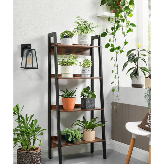 VASAGLE Ladder Shelf, 4-Tier Narrow Shelf, Bookshelf for Home Office, Living Room, Bedroom, Kitchen, Industrial