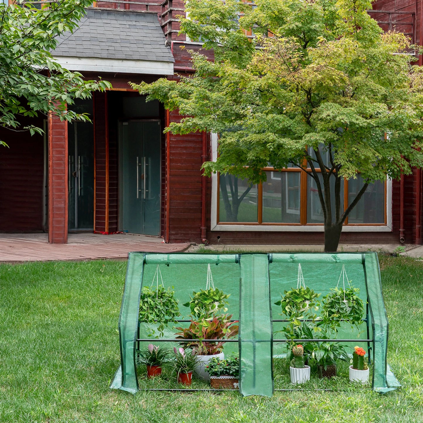 Foil Garden Greenhouse Cold Frame with Roll-Up Doors 4 Pegs Reinforced PE Tarpaulin Warm House for Plants Flowers Tomato Outdoor