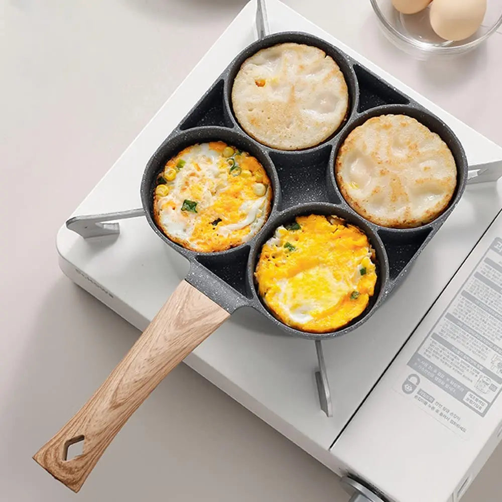 4-Hole Omelet Frying Pot Pan Non-stick Egg Pancake Steak Pan Cooking Egg Ham Pans Suitable for Gas Stove Induction Cooker