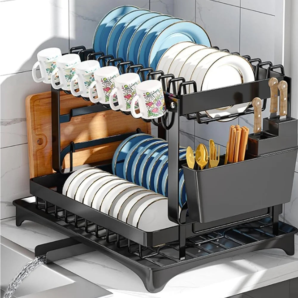 Drainer rack kitchen sink Kitchen Adjustable Plates Organizer Dish Bowl Drainer Storage Rack Cutlery Storage Holder