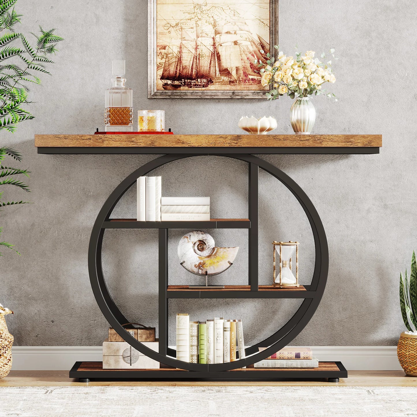 Tribesigns Console Table, 39.4-Inch Entryway Table with Thickened Tabletop, 4- Tier Industrial Narrow Hallway Sofa Table