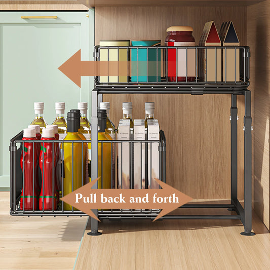 1pc,Slide-out storage rack,Cabinet pull-out storage basket,Punch-free storage rack with suction cups,Spice rack, cutlery rack