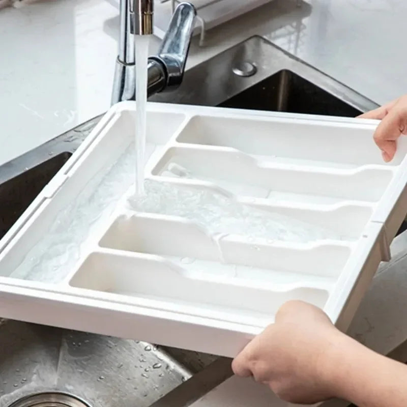 Expandable Cutlery Drawer Organizer, Adjustable Kitchen Utensil Tray Set, Compartment Flatware Storage Divider Mirror tray Tray