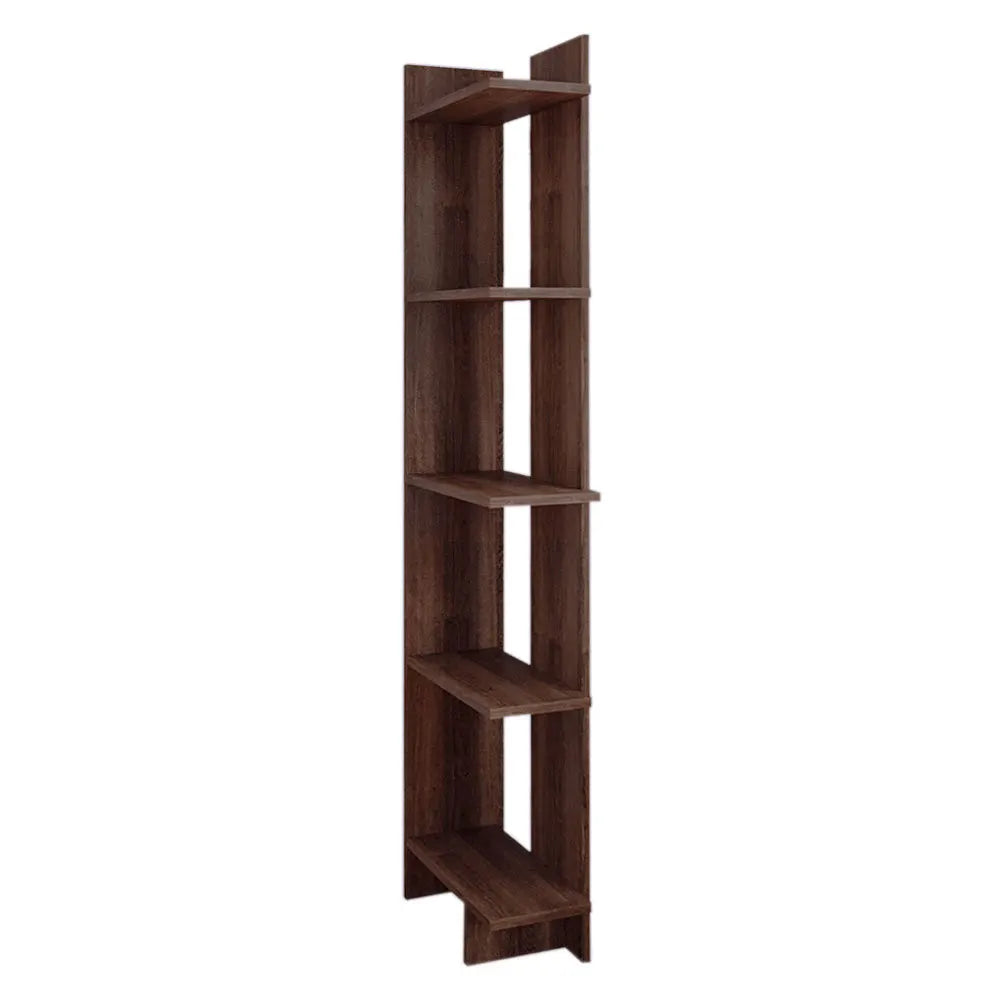 5 Tier Corner Storage Bookshelf Shelving Unit, Walnut
