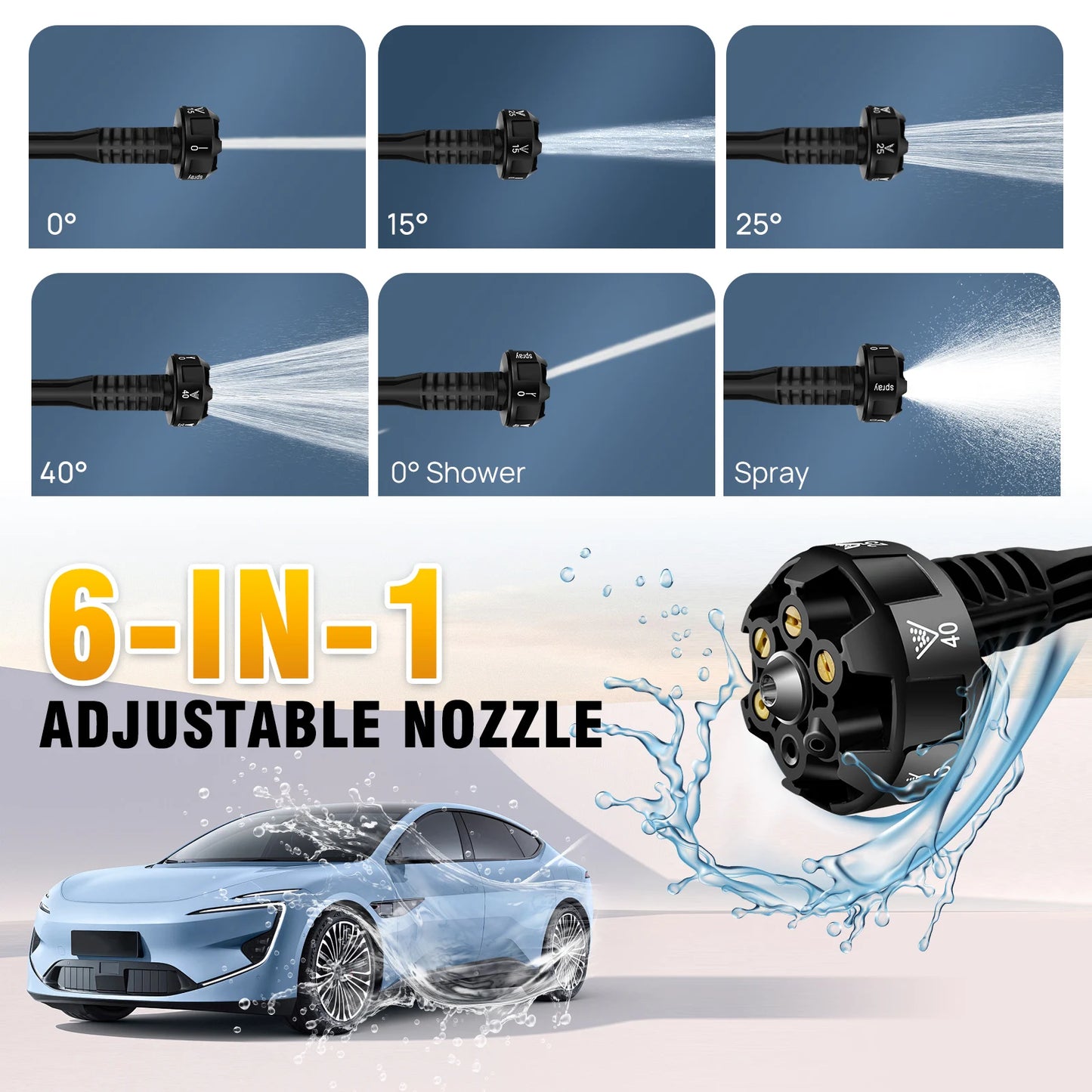 DayPlus Cordless Pressure Washer Portable Power Cars Washer Cleaner 3.0Ah Battery Powered High Pressure for Garden Floor,150BAR