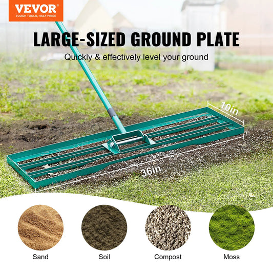 VEVOR Lawn Leveling Rake 36inchx10inch Heavy-duty Lawn Leveler With 78inch Steel Extended Handle For Garden Golf Lawn Farm