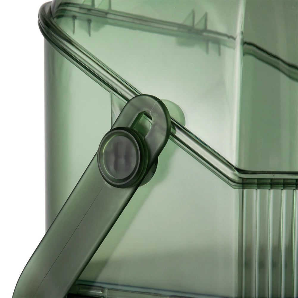Transparent Green Makeup Organizer with Flip-Top 2 Drawers , Freestanding Large Capacity Cosmetic Storage 25x18.5x38cm