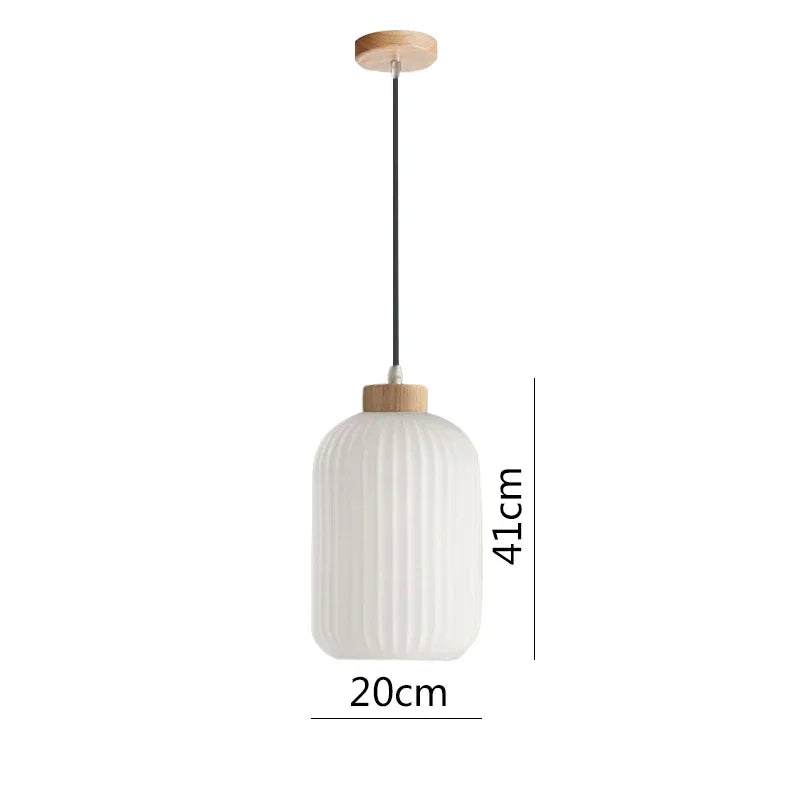 Japanese Wabi Sabi Style White Glass Lamp for Home Decoration Kitchen Bedroom Dining Room Pendant Light