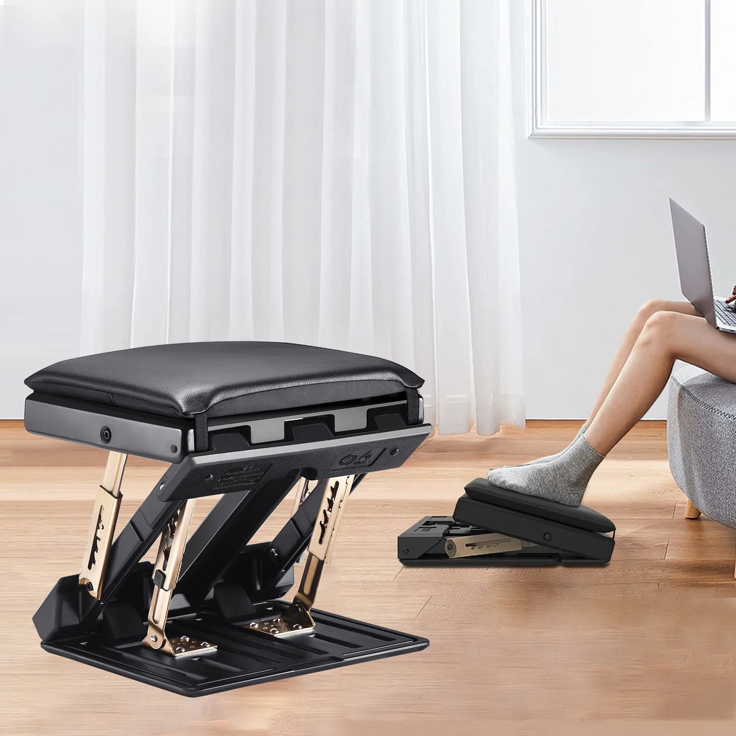 Foot Rest Under Desk, SenDeluz Ergonomic Foot Rest 4 Level Height Adjustable Folding Footstool Non-Slip Foot Leg Rest