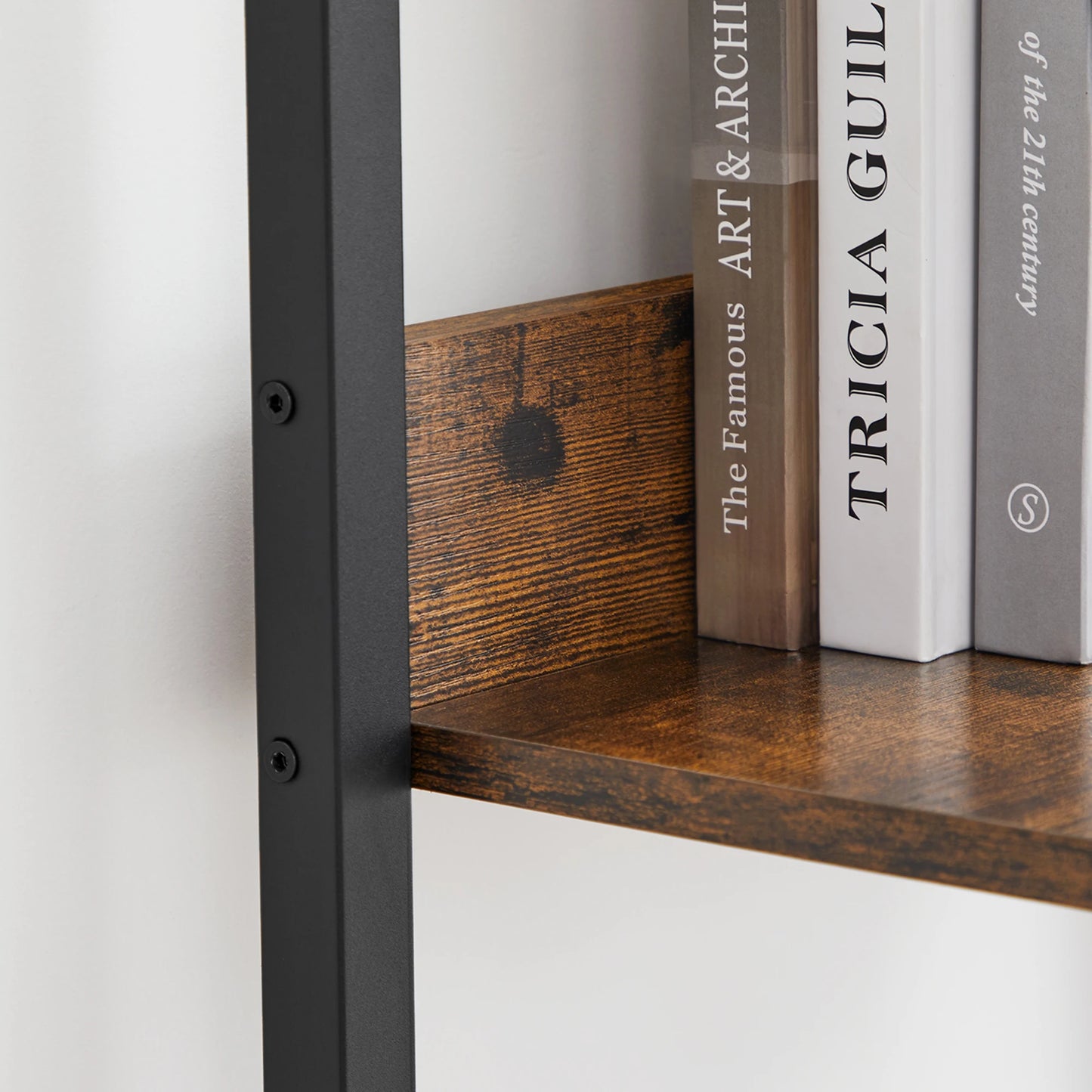 VASAGLE 5 Tier Shelf Ladder Bookcase Storage Stand Office Living Room Bedroom Kitchen Rustic Brown & Black