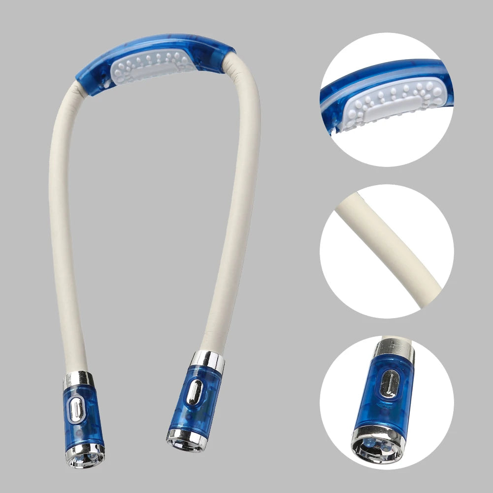 4LED Neck Reading Light Flexible Hug Neck Lamp Torch 2xAAA Batteries Book Lights 4 Modes Camping Lamp Flashlight Headlight